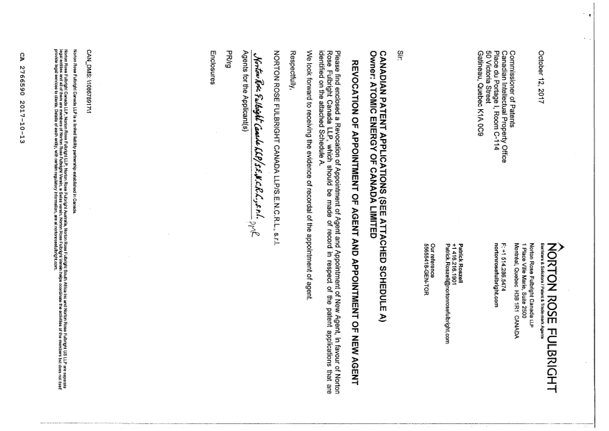 Document de brevet canadien 2766590. Correspondance 20161213. Image 3 de 6
