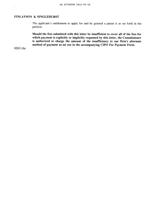 Document de brevet canadien 2766596. Cession 20120116. Image 2 de 6