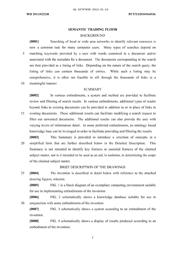 Canadian Patent Document 2767838. Description 20120110. Image 1 of 29