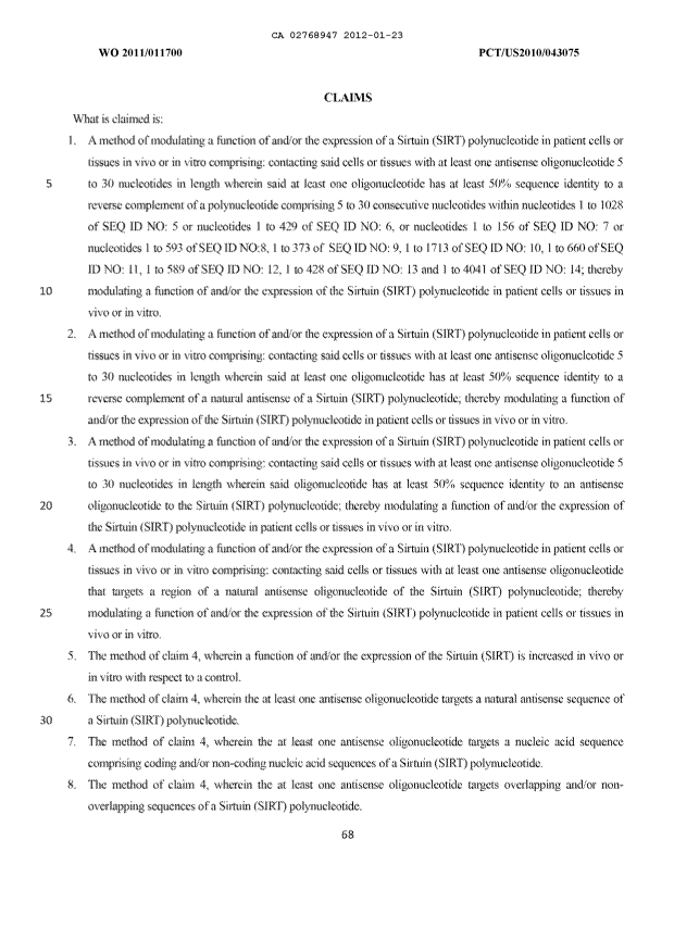 Document de brevet canadien 2768947. Revendications 20120123. Image 1 de 5