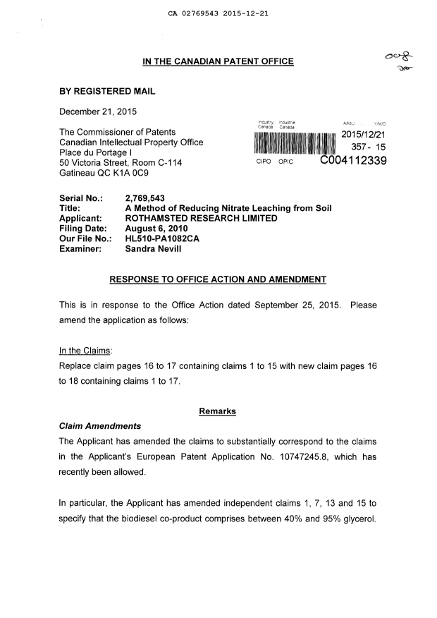 Canadian Patent Document 2769543. Prosecution-Amendment 20141221. Image 1 of 8