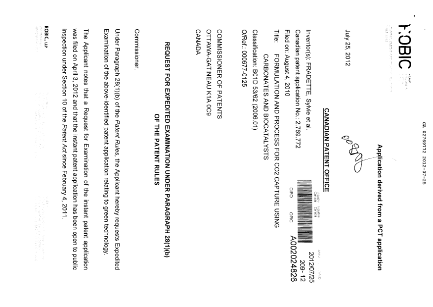 Canadian Patent Document 2769772. Prosecution-Amendment 20111225. Image 1 of 3