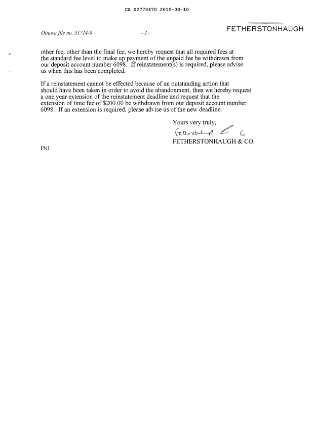 Canadian Patent Document 2770470. Request for Examination 20150810. Image 2 of 2