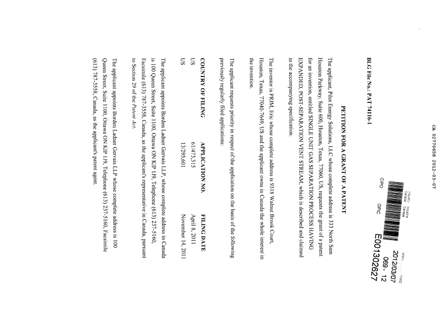 Document de brevet canadien 2770658. Cession 20111207. Image 2 de 4