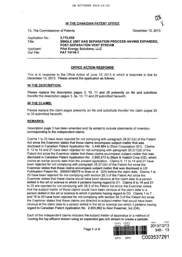 Document de brevet canadien 2770658. Poursuite-Amendment 20121213. Image 1 de 16