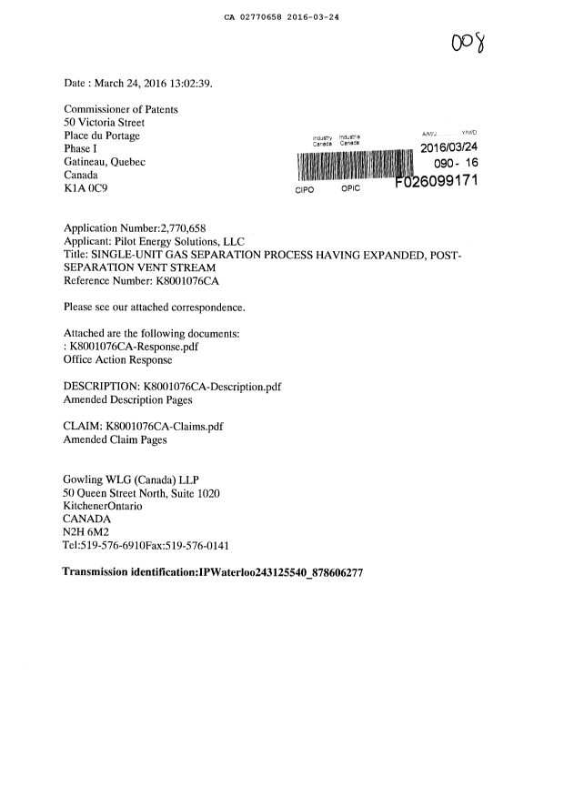 Document de brevet canadien 2770658. Poursuite-Amendment 20151224. Image 1 de 15