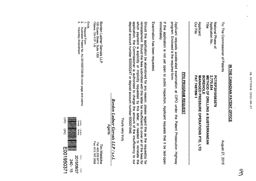 Canadian Patent Document 2770934. PPH Request 20150827. Image 1 of 9