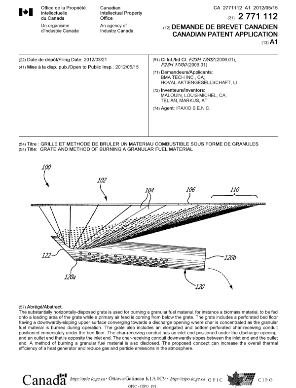 Document de brevet canadien 2771112. Page couverture 20111211. Image 1 de 1