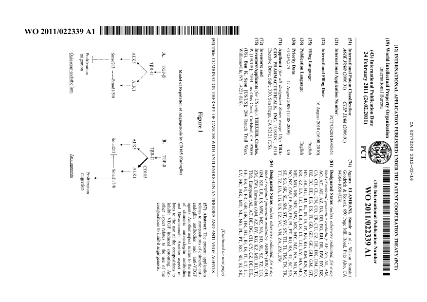 Canadian Patent Document 2772240. Abstract 20120216. Image 1 of 2