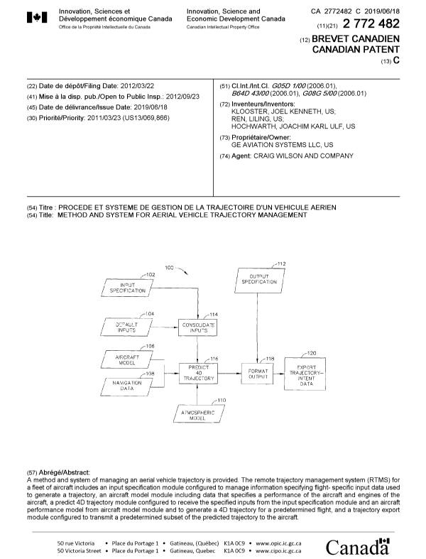 Document de brevet canadien 2772482. Page couverture 20190521. Image 1 de 1