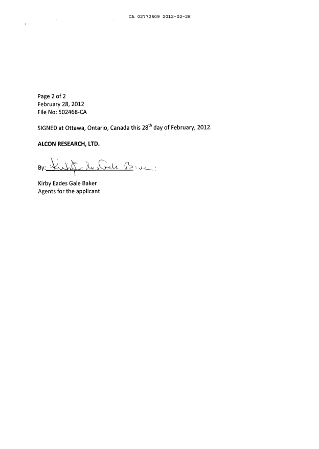 Canadian Patent Document 2772609. Assignment 20120228. Image 4 of 4