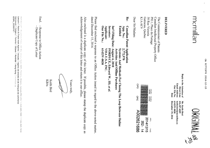 Canadian Patent Document 2772970. Prosecution-Amendment 20141215. Image 1 of 8