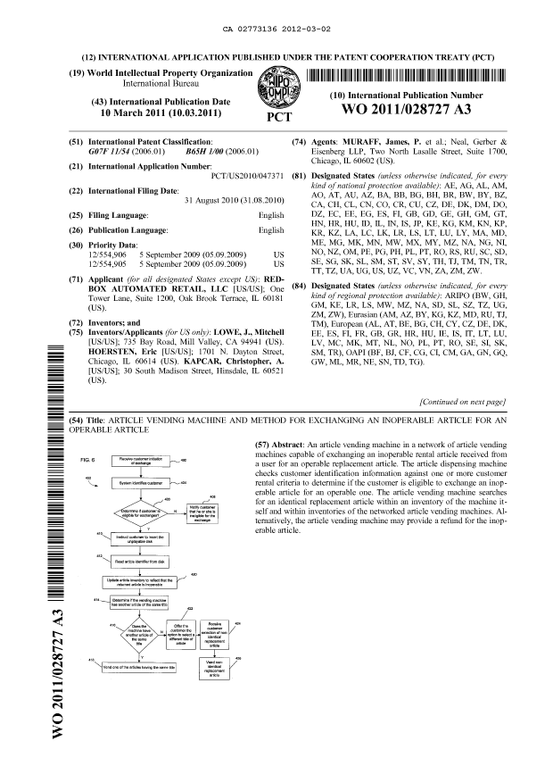 Document de brevet canadien 2773136. Abrégé 20120302. Image 1 de 2