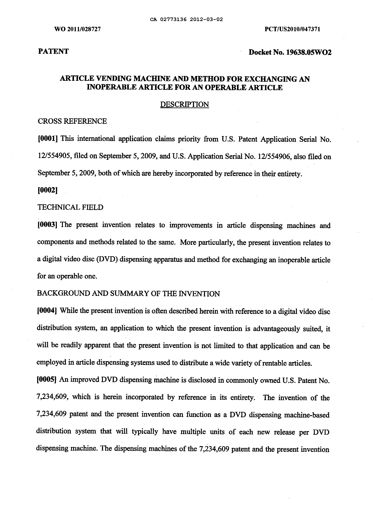 Canadian Patent Document 2773136. Description 20120302. Image 1 of 26