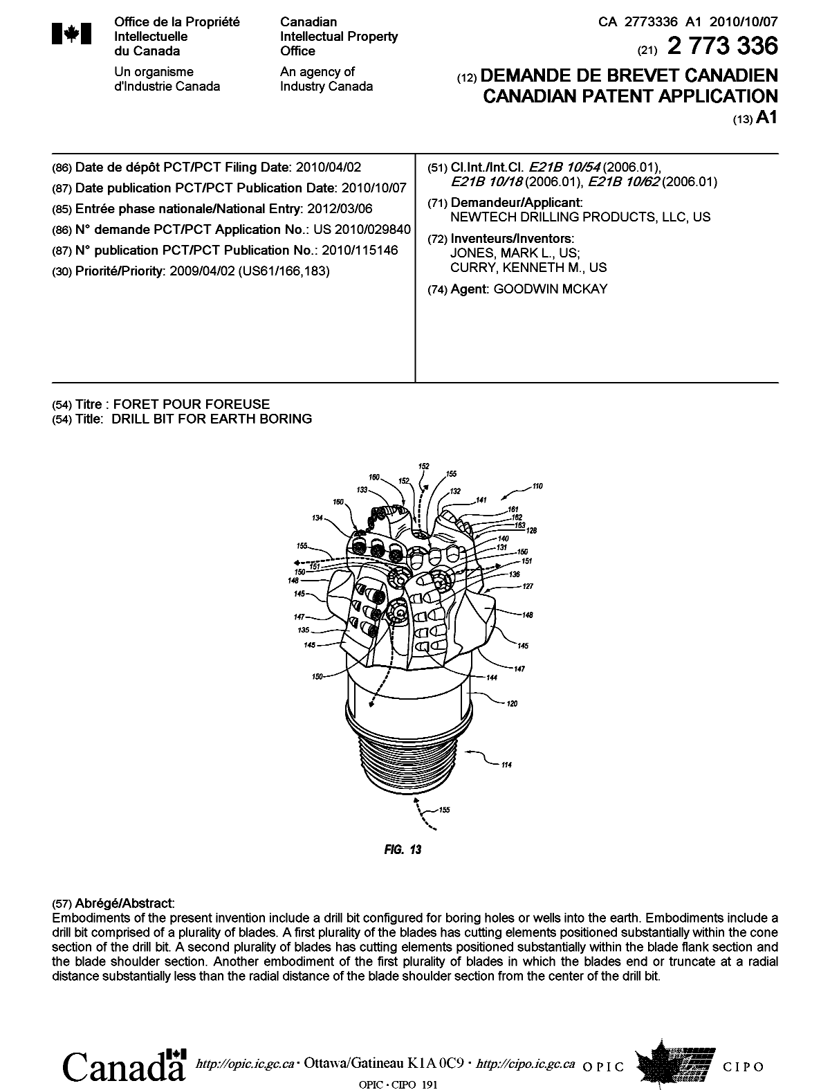 Canadian Patent Document 2773336. Cover Page 20120511. Image 1 of 1