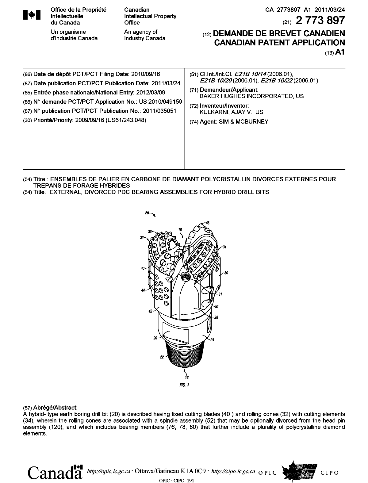 Canadian Patent Document 2773897. Cover Page 20120516. Image 1 of 1