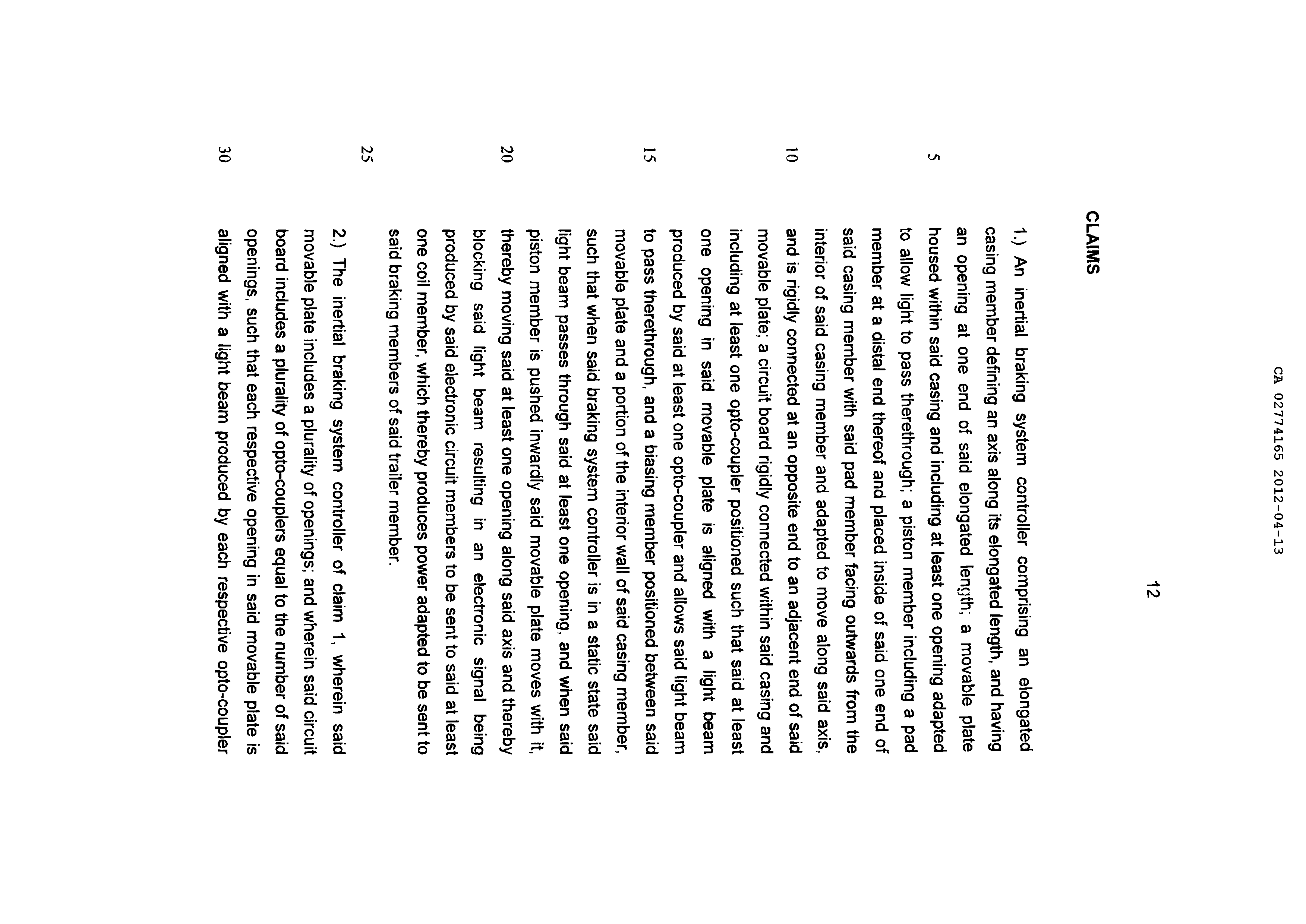 Document de brevet canadien 2774165. Revendications 20111213. Image 1 de 6