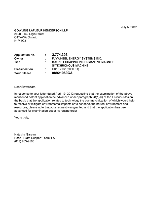 Document de brevet canadien 2774303. Poursuite-Amendment 20111205. Image 1 de 1