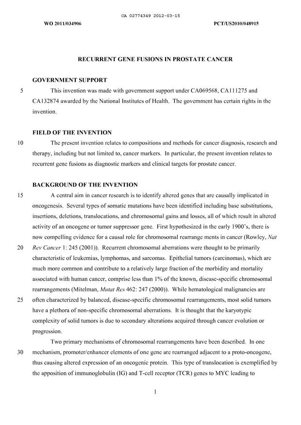 Document de brevet canadien 2774349. Description 20140407. Image 1 de 71