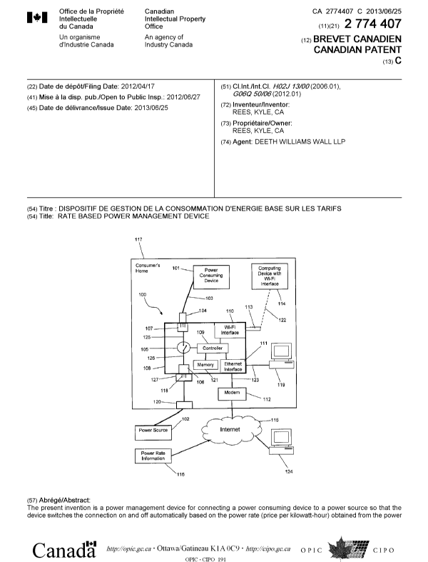 Canadian Patent Document 2774407. Cover Page 20121206. Image 1 of 2