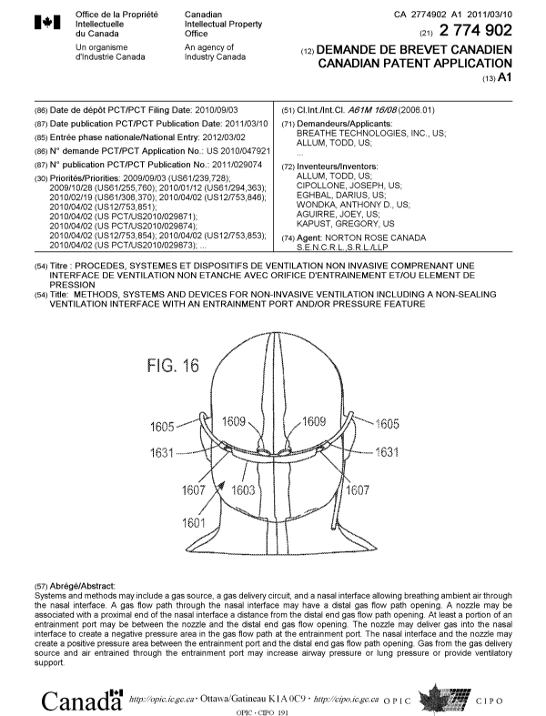 Canadian Patent Document 2774902. Cover Page 20120514. Image 1 of 2