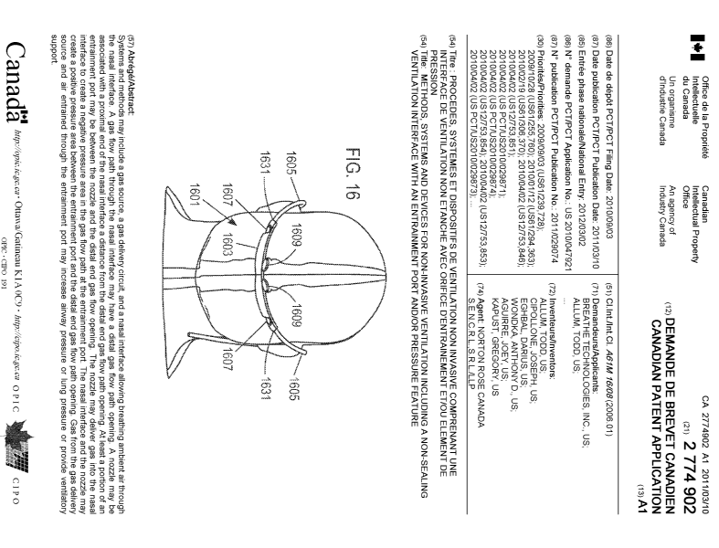 Canadian Patent Document 2774902. Cover Page 20120514. Image 1 of 2