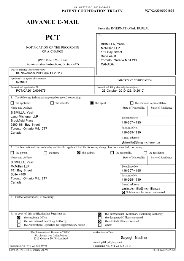 Document de brevet canadien 2775210. PCT 20120427. Image 1 de 6