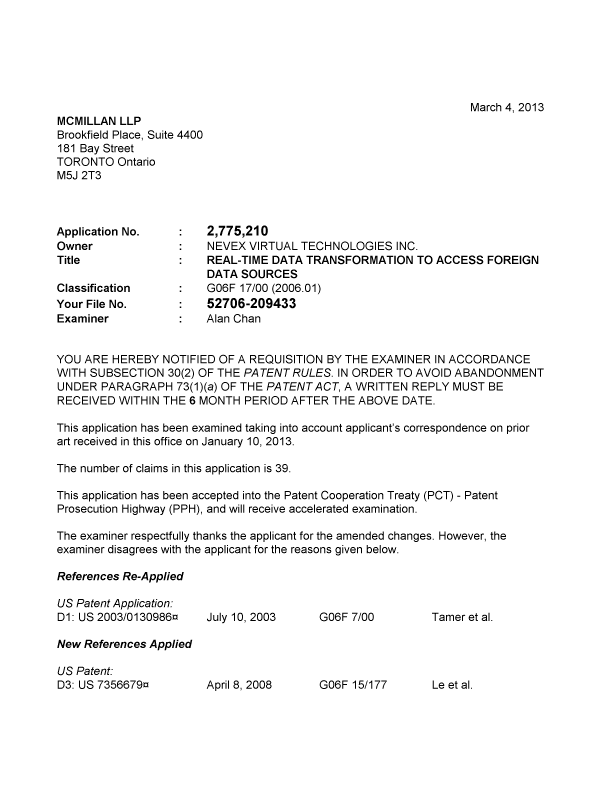 Document de brevet canadien 2775210. Poursuite-Amendment 20130304. Image 1 de 4