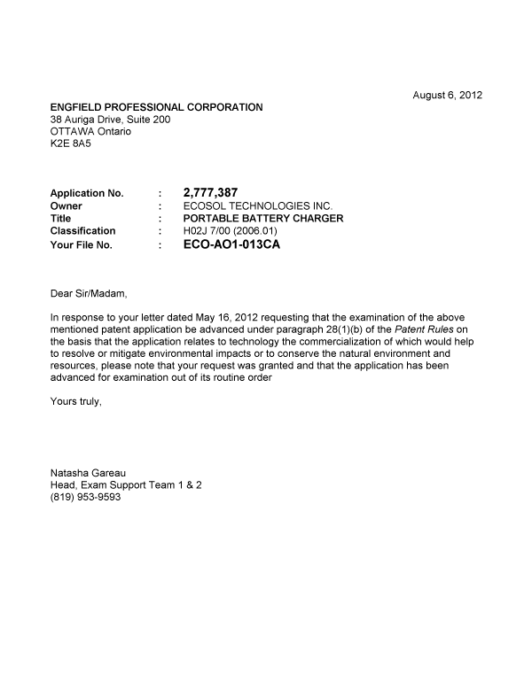 Document de brevet canadien 2777387. Poursuite-Amendment 20111206. Image 1 de 1