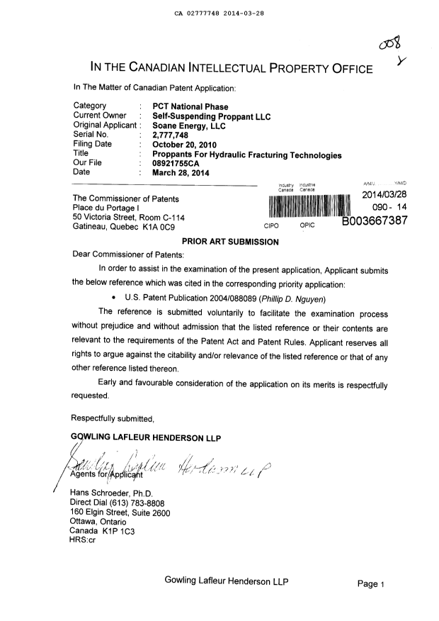 Canadian Patent Document 2777748. Prosecution-Amendment 20131228. Image 1 of 1
