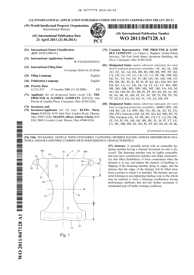 Document de brevet canadien 2777779. Abrégé 20120416. Image 1 de 2