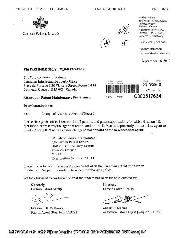 Canadian Patent Document 2778774. Correspondence 20121216. Image 1 of 3