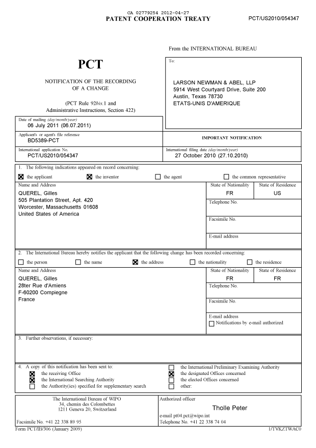 Document de brevet canadien 2779254. PCT 20120427. Image 1 de 19