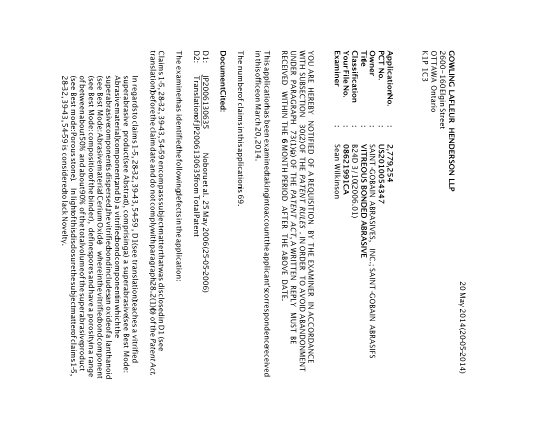Canadian Patent Document 2779254. Prosecution-Amendment 20140520. Image 1 of 2