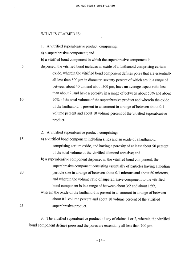 Document de brevet canadien 2779254. Revendications 20141120. Image 1 de 6