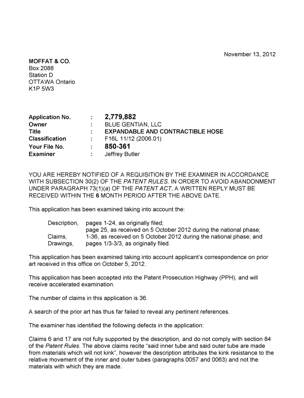 Canadian Patent Document 2779882. Prosecution-Amendment 20121113. Image 1 of 2