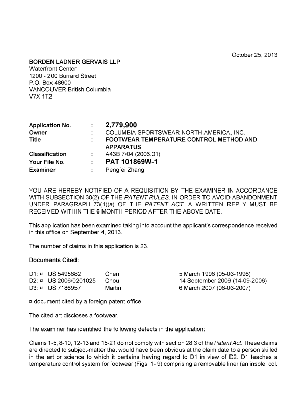 Document de brevet canadien 2779900. Poursuite-Amendment 20131025. Image 1 de 3