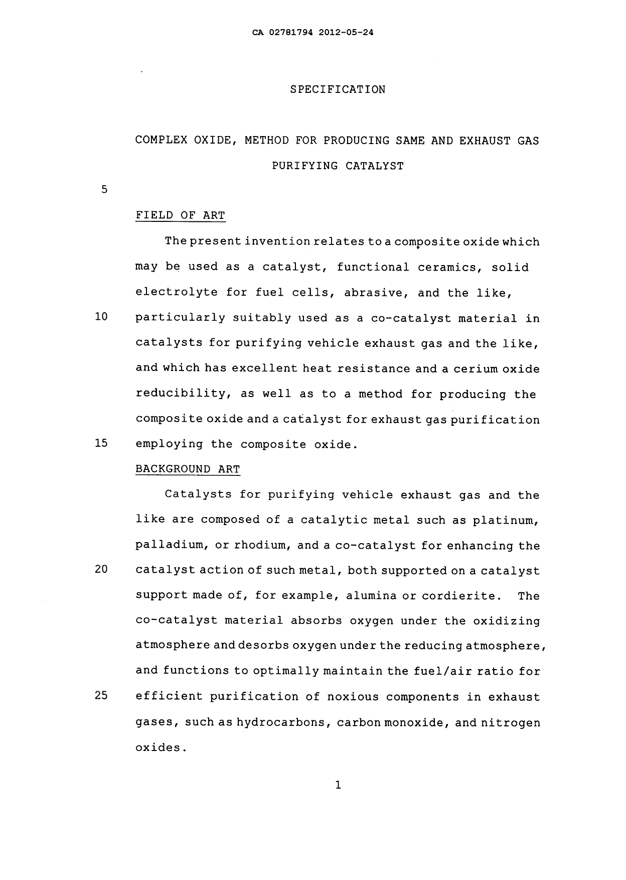Canadian Patent Document 2781794. Description 20120524. Image 1 of 28
