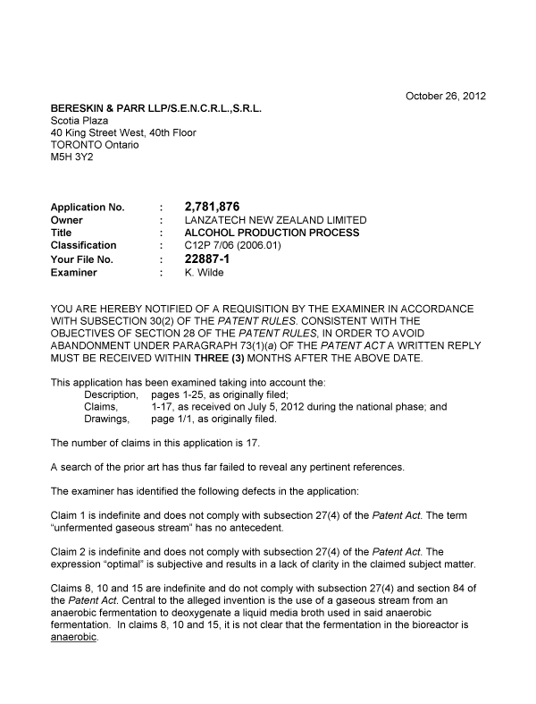 Canadian Patent Document 2781876. Prosecution-Amendment 20111226. Image 1 of 2