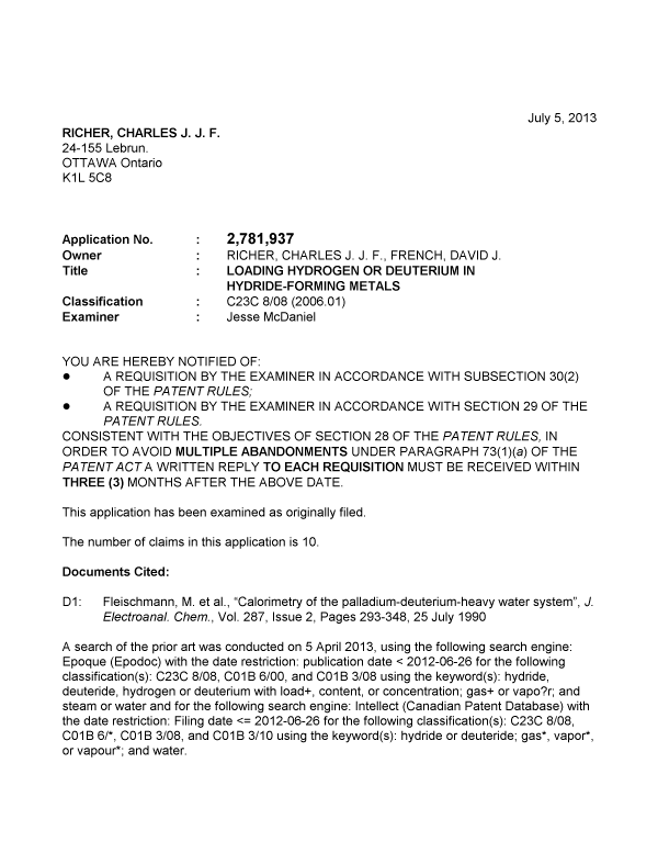 Canadian Patent Document 2781937. Prosecution-Amendment 20121205. Image 1 of 5