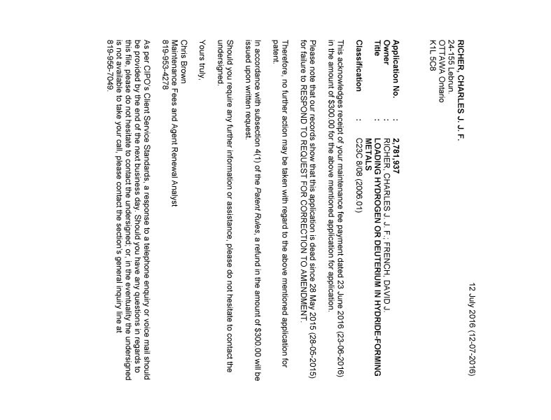Canadian Patent Document 2781937. Correspondence 20151212. Image 1 of 1
