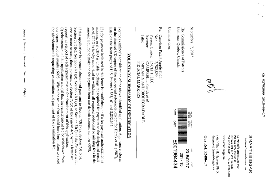 Document de brevet canadien 2782899. Poursuite-Amendment 20141217. Image 1 de 3