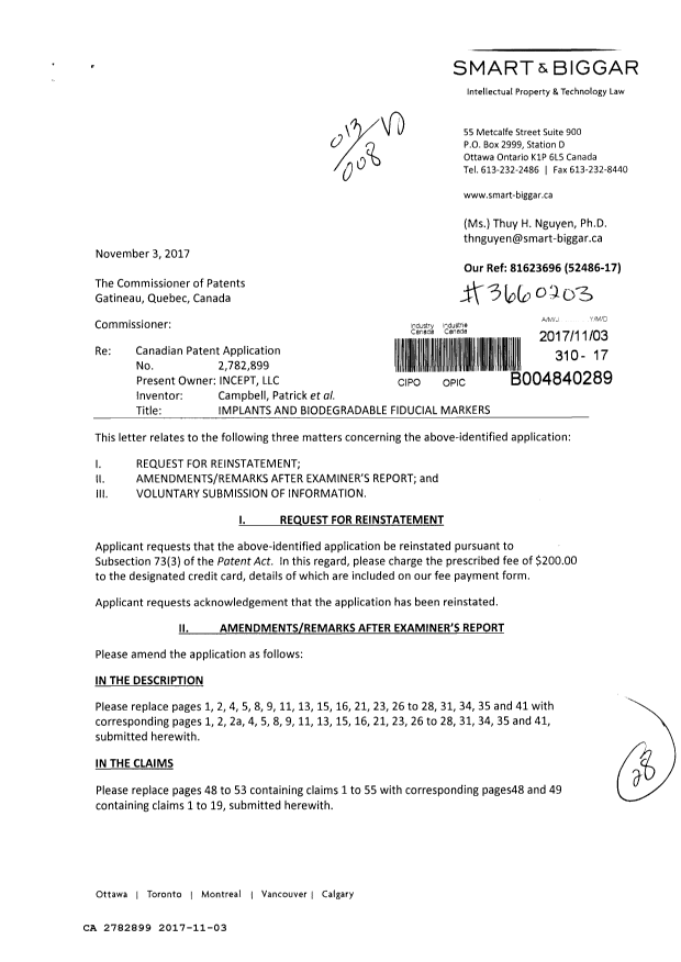 Canadian Patent Document 2782899. Prosecution-Amendment 20161203. Image 1 of 28