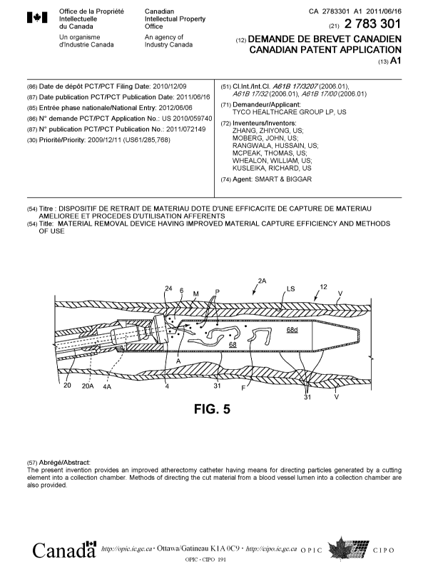Canadian Patent Document 2783301. Cover Page 20111210. Image 1 of 1