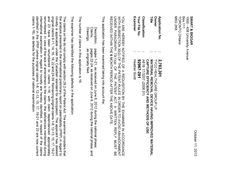 Canadian Patent Document 2783301. Prosecution-Amendment 20121211. Image 1 of 2
