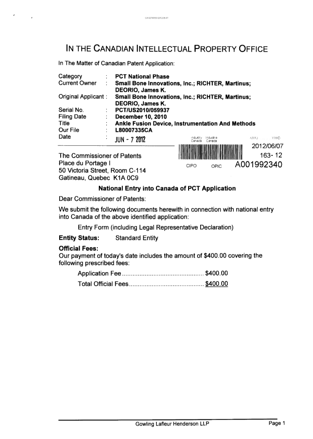 Canadian Patent Document 2783553. Assignment 20120607. Image 1 of 4