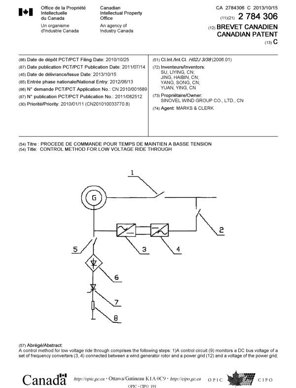 Canadian Patent Document 2784306. Cover Page 20121217. Image 1 of 2
