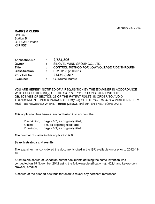 Canadian Patent Document 2784306. Prosecution-Amendment 20121228. Image 1 of 2