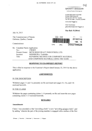 Canadian Patent Document 2785859. Amendment 20150716. Image 1 of 13