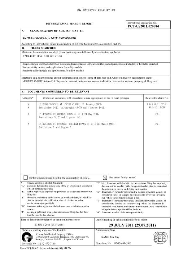 Document de brevet canadien 2786771. PCT 20120709. Image 1 de 7